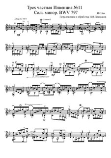 No.11 in G Minor, BWV 797: For guitar by Johann Sebastian Bach