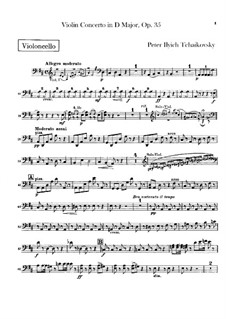 Concerto for Violin and Orchestra in D Major, TH 59 Op.35: Cellos part by Pyotr Tchaikovsky