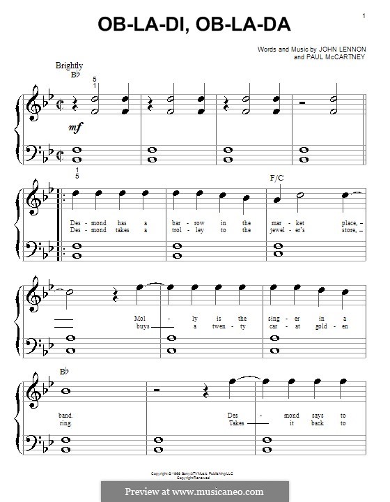 Piano version: Big notes by John Lennon, Paul McCartney