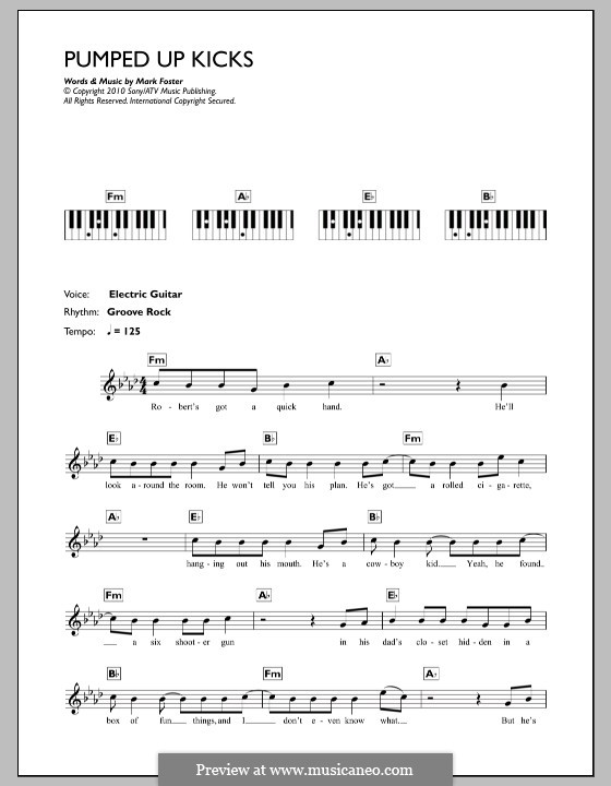 Pumped Up Kicks (Foster the People): For keyboard by Mark Foster