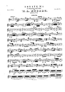 Sonata for Violin and Piano No.1 in C Major, K.6: Score, solo part by Wolfgang Amadeus Mozart