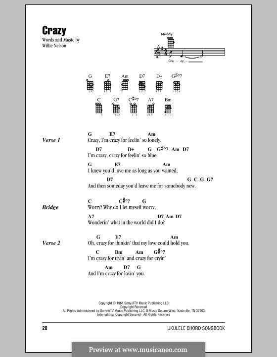 Country Music:Crazy-Patsy Cline Lyrics and Chords