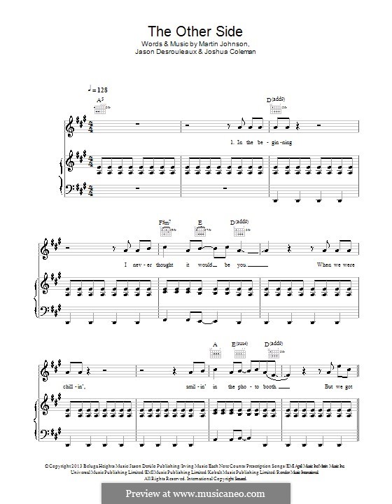 The Other Side: For piano with vocal part by Jason Desrouleaux, Joshua Coleman, Martin Johnson