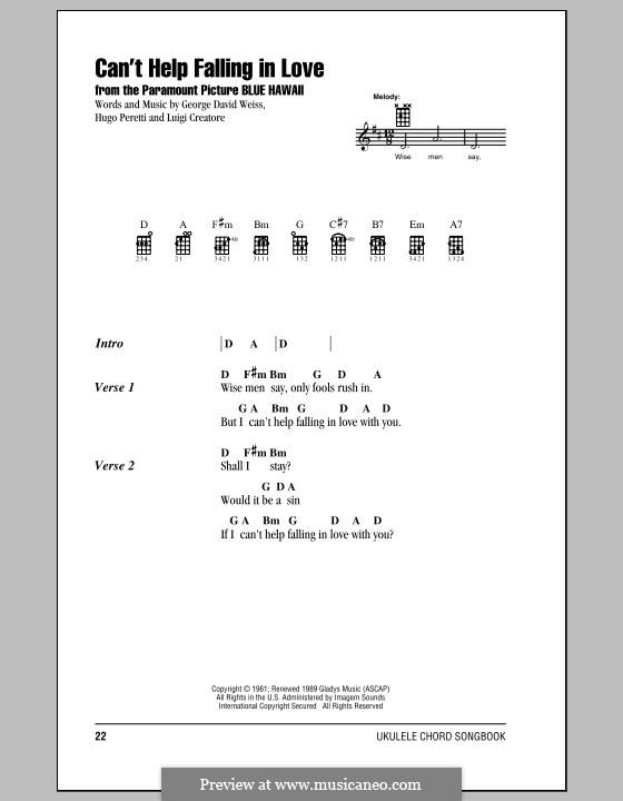 Can T Help Falling In Love By G D Weiss H Peretti L Creatore On Musicaneo