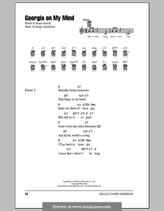 Georgia on My Mind: For ukulele by Hoagy Carmichael