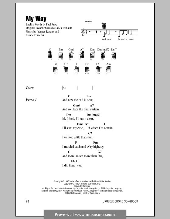 My Way: For ukulele by Claude Francois, Jacques Revaux