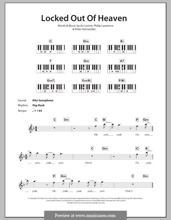 Locked Out of Heaven: For keyboard by Ari Levine, Bruno Mars, Philip Lawrence