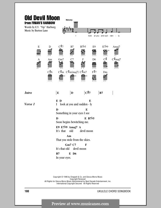 Old Devil Moon: For ukulele by Burton Lane