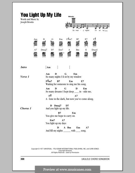 You Light Up My Life: For ukulele by Joseph Brooks