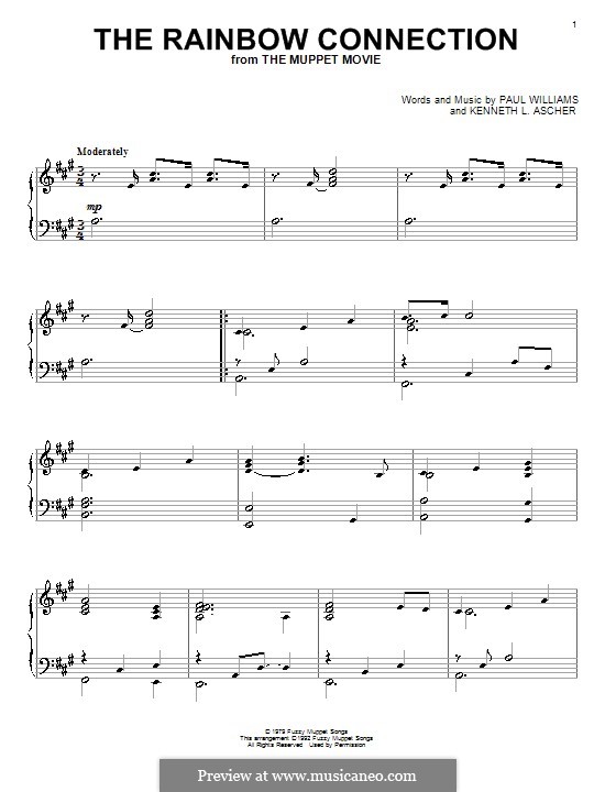The Rainbow Connection (Kermit the Frog): For piano by Paul H. Williams, Kenneth L. Ascher