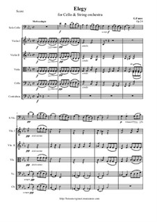 Elegy, Op.24: For cello and string orchestra - score and parts by Gabriel Fauré