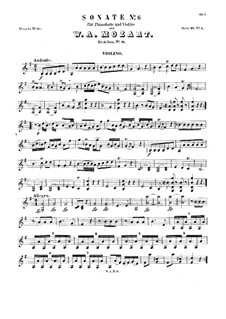 Sonata for Violin (or Flute) and Piano No.2 in G Major, K.11: Score, solo part by Wolfgang Amadeus Mozart