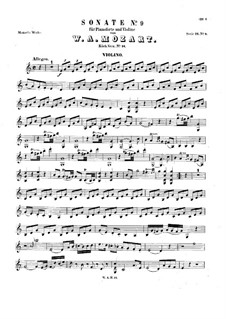 Sonata for Violin (or Flute) and Piano No.9 in C Major, K.14: Score, solo part by Wolfgang Amadeus Mozart