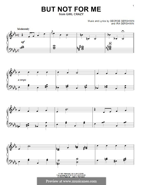 But not for Me: For piano by George Gershwin