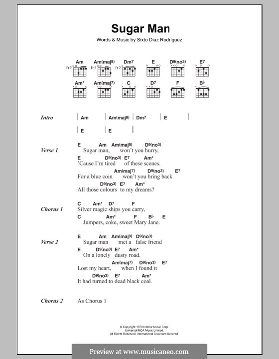 Sugar Man By S D Rodriguez Sheet Music On Musicaneo