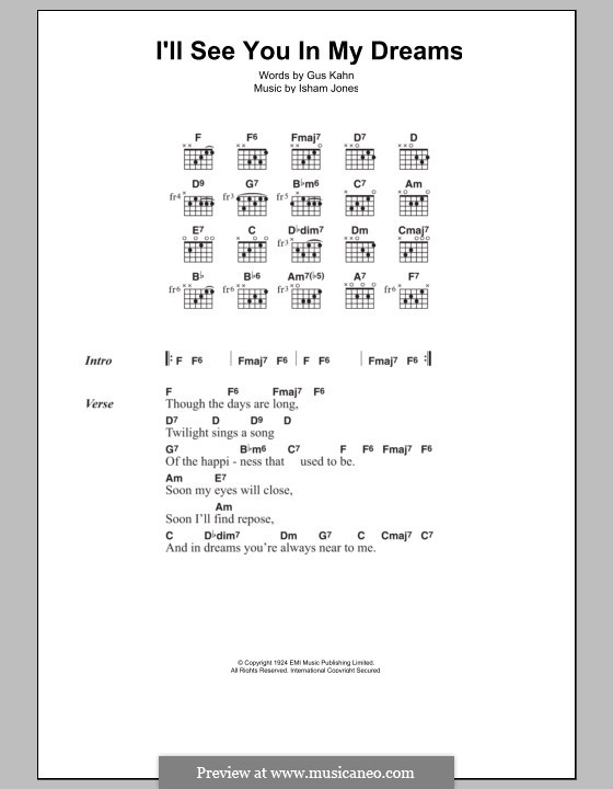 I'll See You in My Dreams: Lyrics and chords by Isham Jones