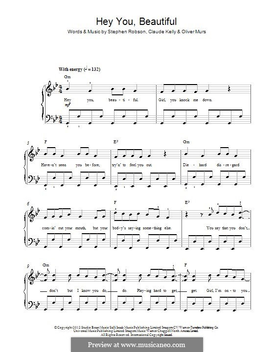 Hey You Beautiful: For piano by Claude Kelly, Olly Murs, Steve Robson