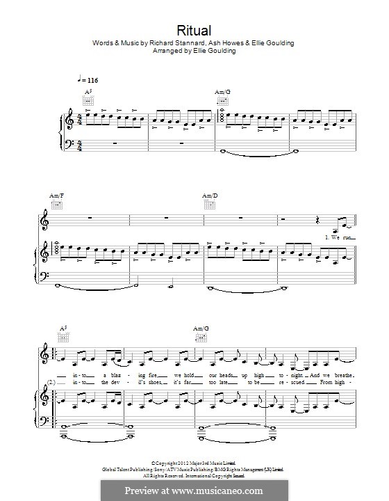 Ritual: For voice and piano (or guitar) by Ashley Howes, Ellie Goulding, Richard Stannard