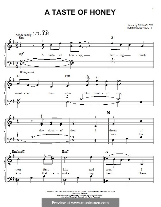 A Taste of Honey (Barbra Streisand): For piano by Bobby Scott