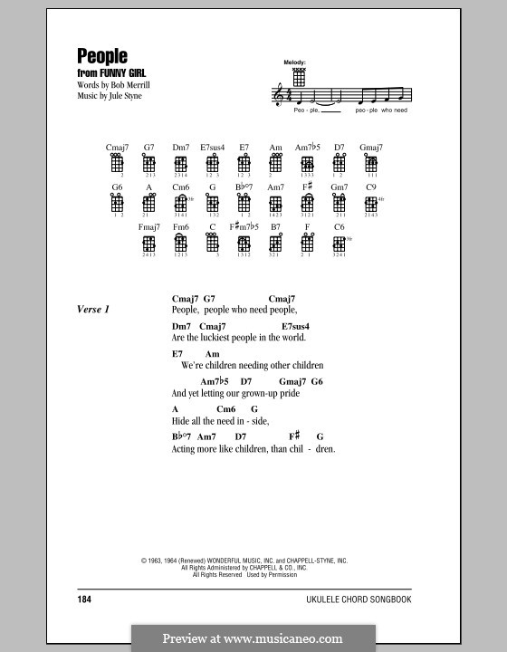 People from Funny Girl (Barbra Streisand): For ukulele by Jule Styne