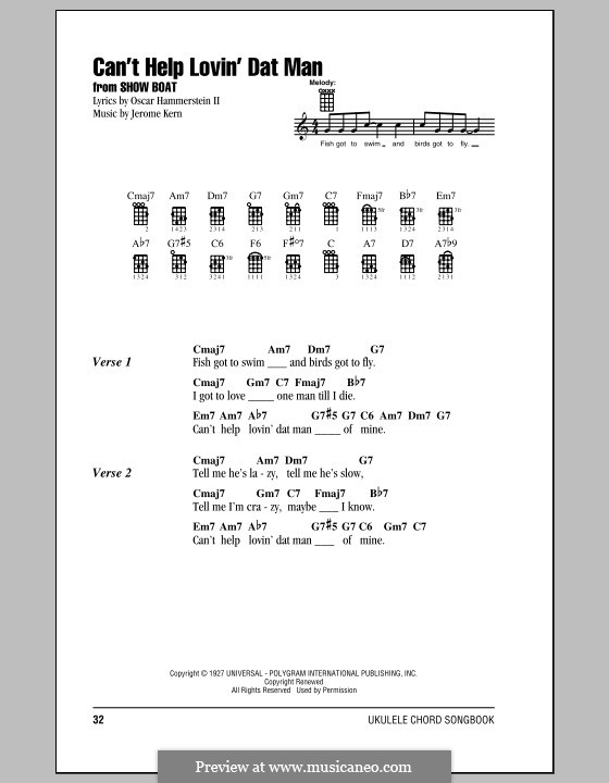 Can't Help Lovin' Dat Man (from Show Boat): For ukulele by Jerome Kern