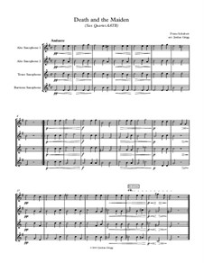 Death and the Maiden, D.531 Op.7 No.3: For sax quartet AATB by Franz Schubert
