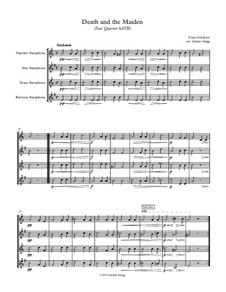 Death and the Maiden, D.531 Op.7 No.3: For sax quartet SATB by Franz Schubert
