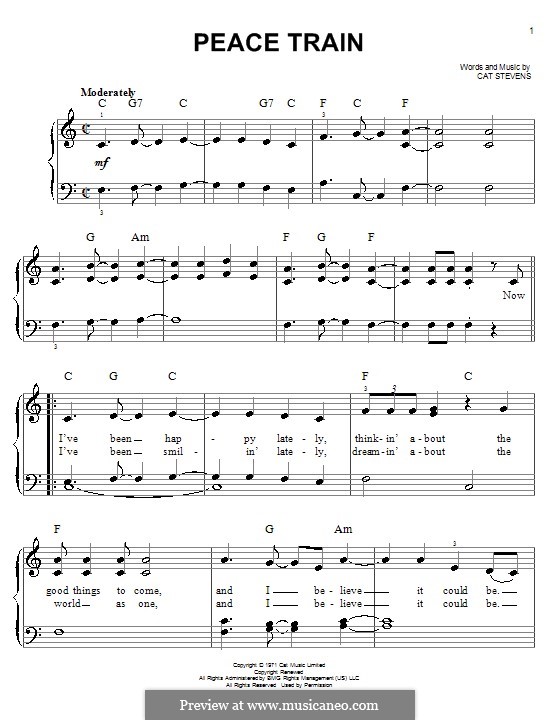 Peace Train by C. Stevens sheet music on MusicaNeo