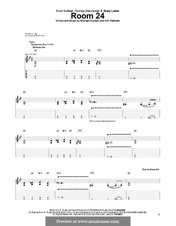 Room 24 (Volbeat): For guitar with tab by Michael Poulsen