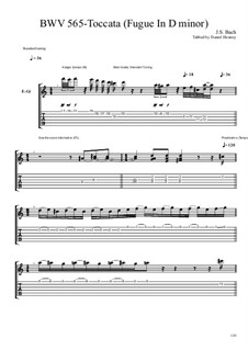 Toccata and Fugue in D Minor, BWV 565: For guitar with tab by Johann Sebastian Bach