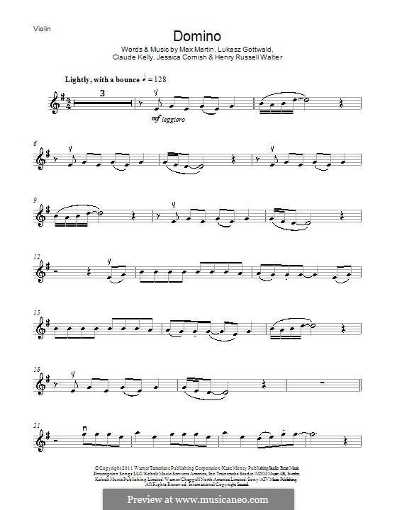 Domino (Jessie J): For violin by Claude Kelly, Jessica Cornish, Lukas Gottwald, Max Martin, Henry Russell Walter