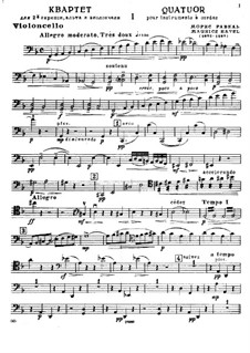 String Quartet in F Major, M.35: Cello part by Maurice Ravel