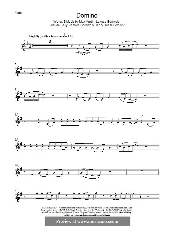 Domino (Jessie J): For flute by Claude Kelly, Jessica Cornish, Lukas Gottwald, Max Martin, Henry Russell Walter