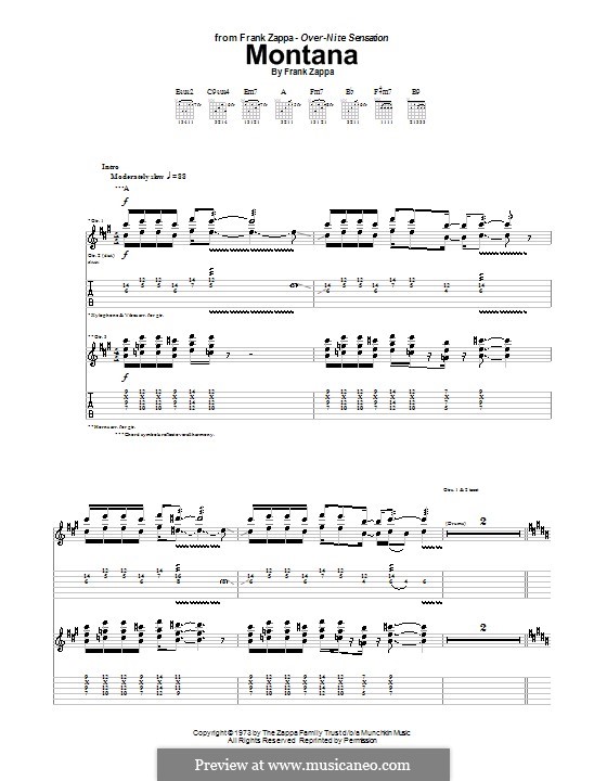 Montana: For guitar with tab by Frank Zappa