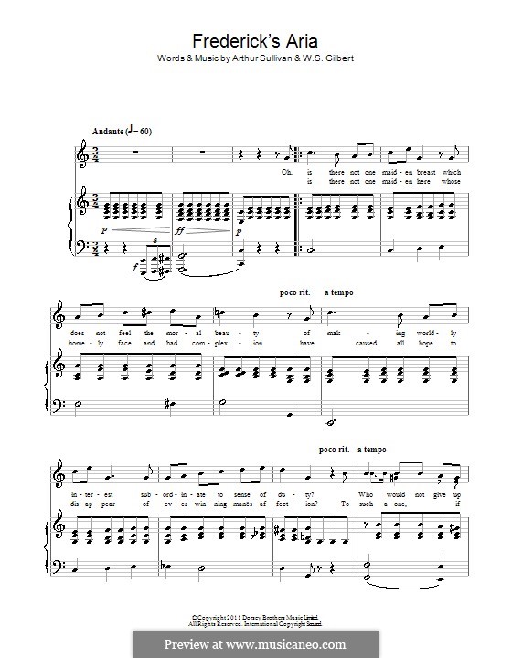 Frederick's Aria : For voice and piano by Arthur Seymour Sullivan