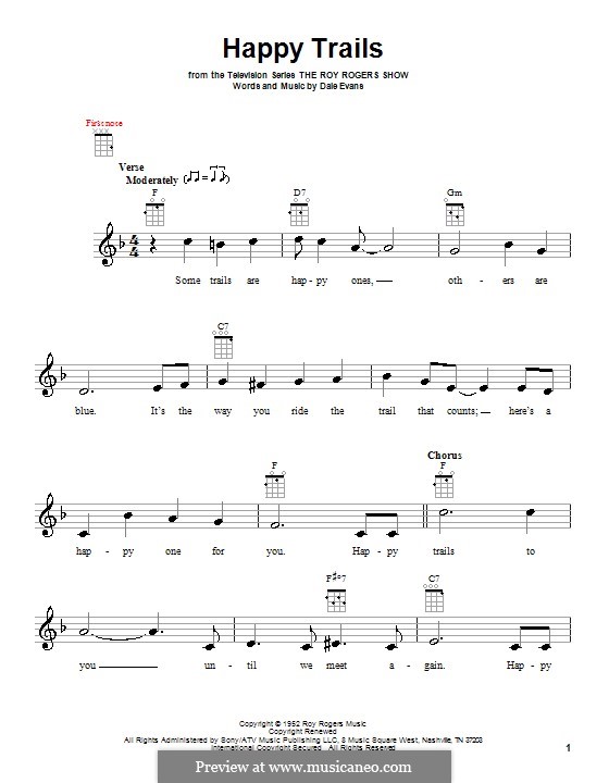 Happy Trails (from The Roy Rogers Show): For ukulele by Dale Evans