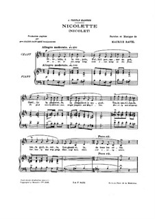 Three Songs, M.69: Piano score with vocal by Maurice Ravel