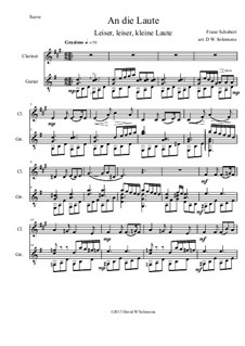 An die Laute (To the Lute), D.905 Op.81 No.2: For clarinet and guitar by Franz Schubert
