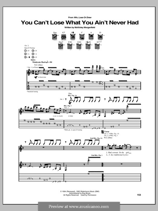 You Can't Lose What You Ain't Never Had: For guitar with tab by Muddy Waters