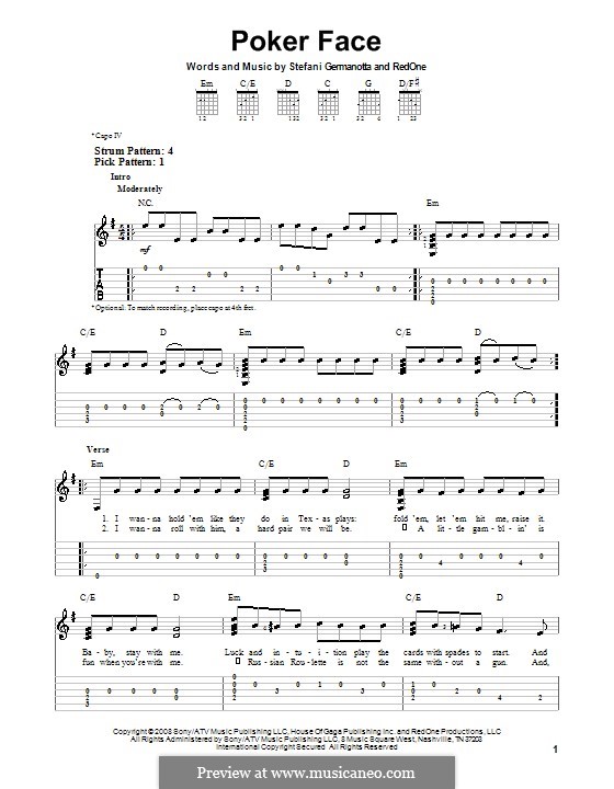 Instrumental version: For guitar with tab by RedOne, Stefani Germanotta