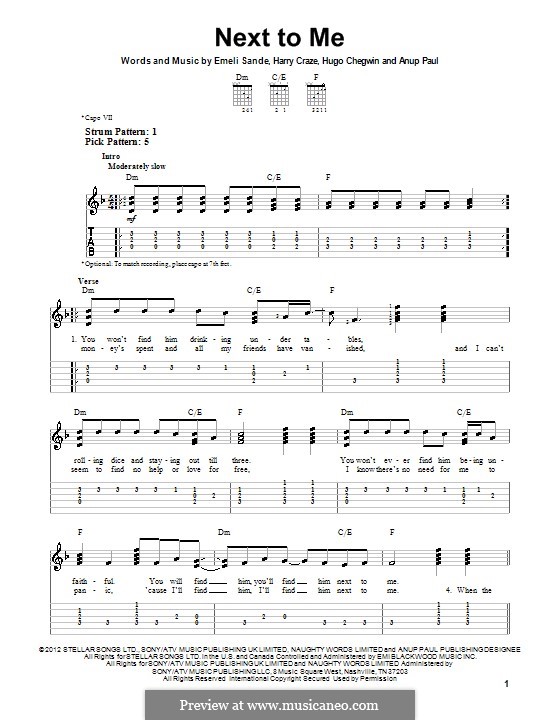 Next To Me By E Sande H Craze H Chegwin A Kumar Paul On Musicaneo