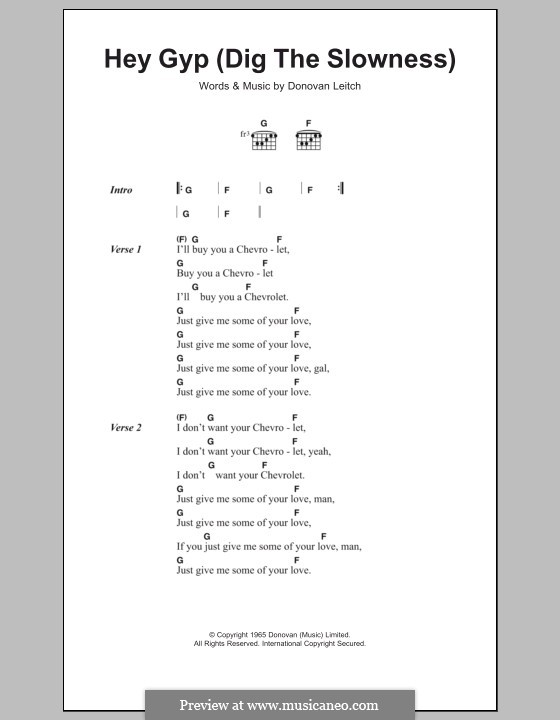 Hey Gyp (Dig the Slowness): Lyrics and chords by Donovan Leitch