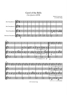 Carol of the Bells: For sax quartet AATB by Mykola Leontovych