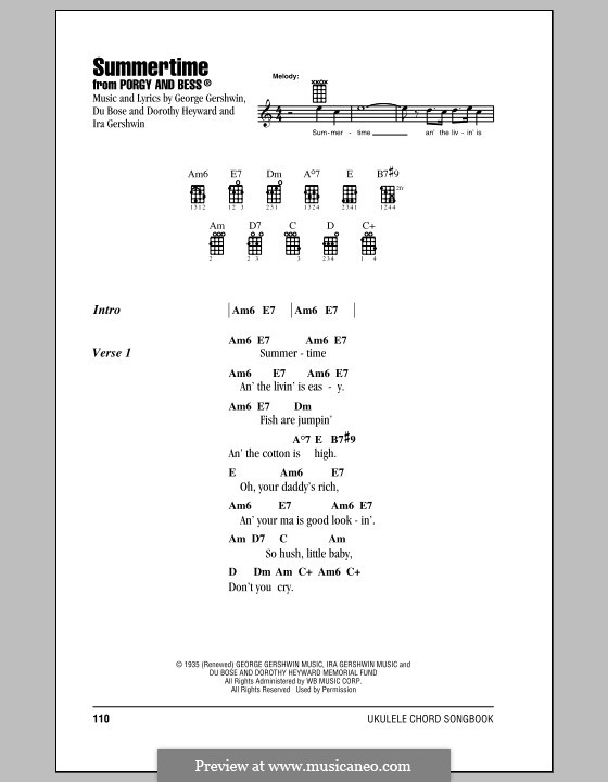 Summertime: For ukulele by George Gershwin