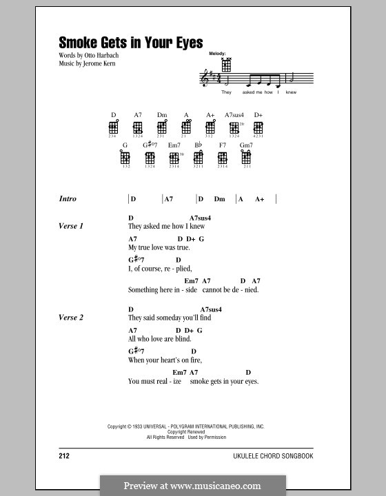 Smoke Gets in Your Eyes (from 'Roberta'): For ukulele by Jerome Kern