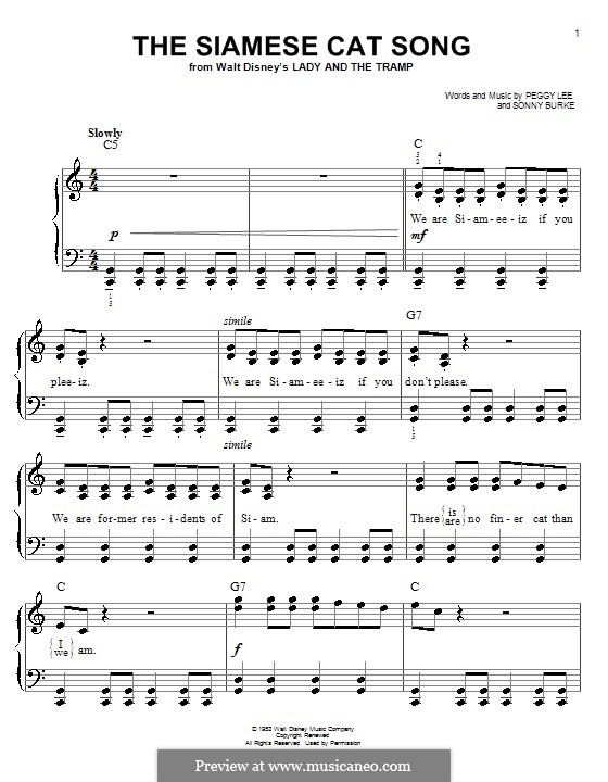 Download The Siamese Cat Song - Peggy Lee | Cello Solo Sheet Music PDF - 168172