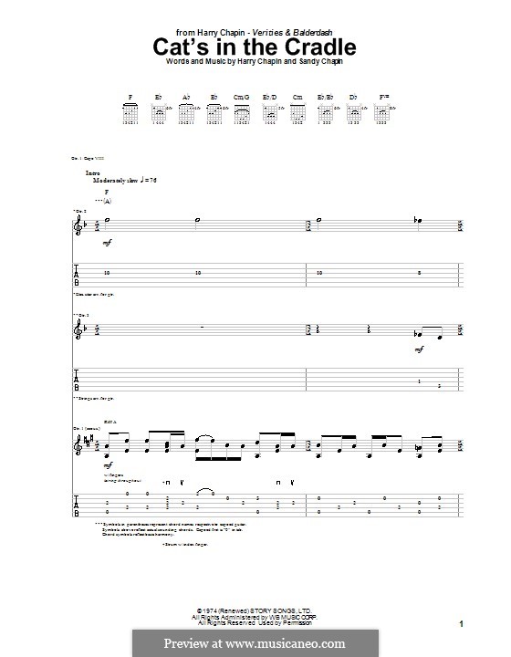 Cat's in the Cradle: For guitar with tab by Harry Chapin, Sandy Chapin