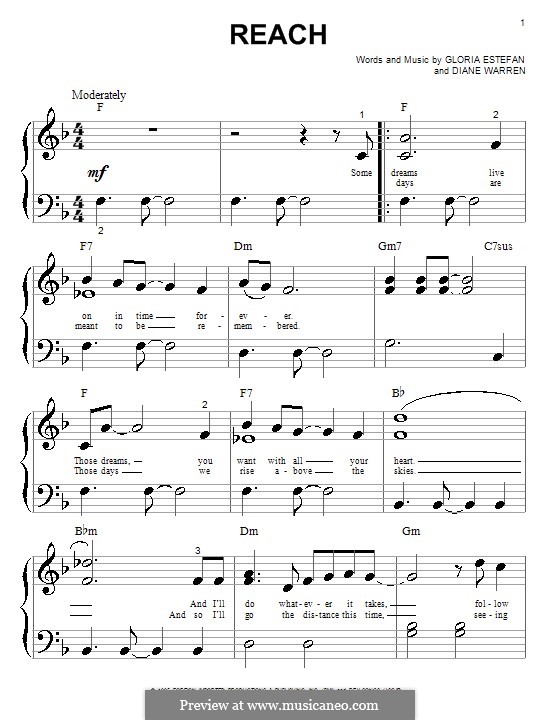 Reach: For piano by Diane Warren, Gloria M. Estefan