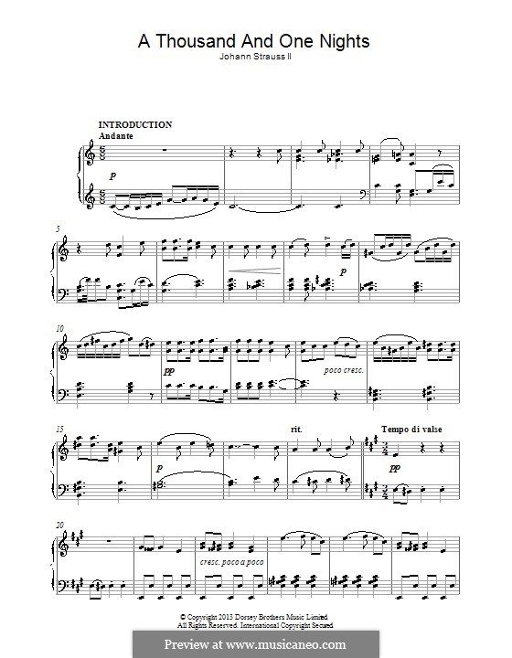 Thousand and One Nights, Op.346: For piano by Johann Strauss (Sohn)