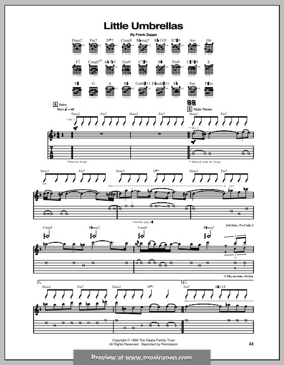 Little Umbrellas: For guitar with tab by Frank Zappa